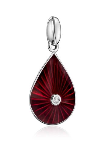 Drop Shaped Silver Enamel Pendant With Diamond Centerpiece The Heritage, image , picture 4