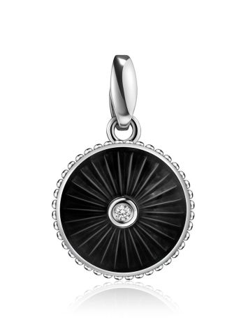 Glossy Round Enamel Pendant With Diamond Centerpiece The Heritage, image 