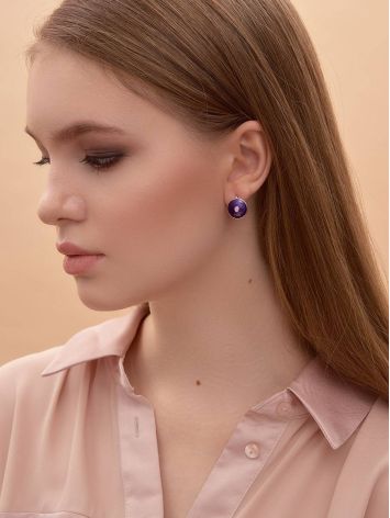 Round Silver Earrings With Enamel And Diamonds The Heritage, image , picture 3