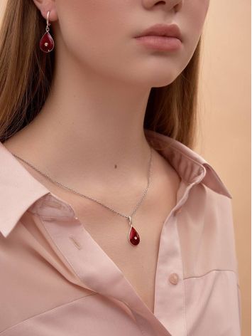 Drop Shaped Silver Enamel Pendant With Diamond Centerpiece The Heritage, image , picture 3