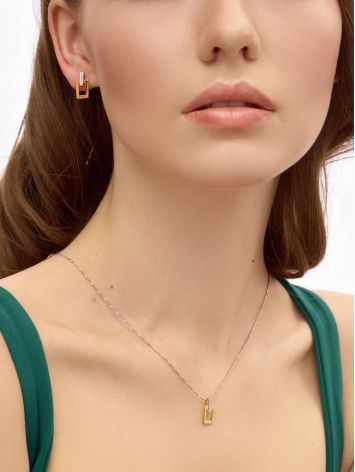 Geometric Gold Plated Pendant With Crystals, image , picture 4