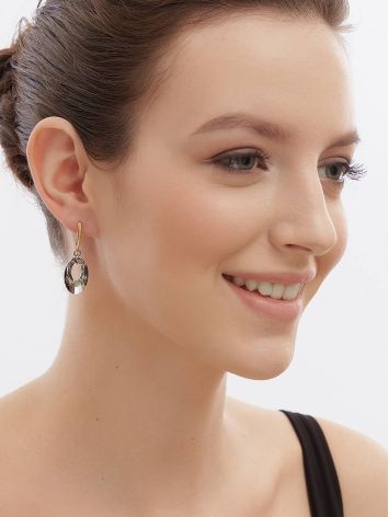 Crystal Dangle Earrings In Gold Plated Silver The Fame, image , picture 4