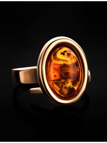 Stylish Cognac Amber In Gold Adjustable Ring The Goji, Ring Size: Adjustable, image , picture 2