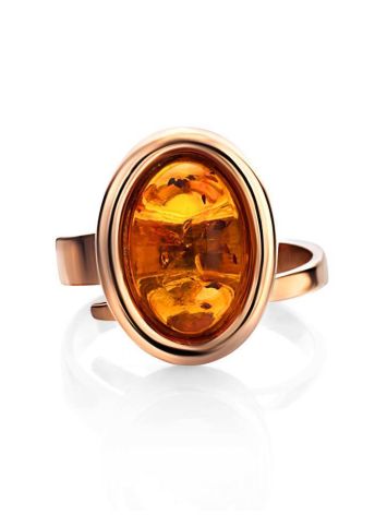 Stylish Cognac Amber In Gold Adjustable Ring The Goji, Ring Size: Adjustable, image , picture 3