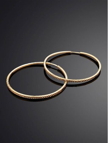 Trendy Textured Golden Hoop Earrings, image , picture 2