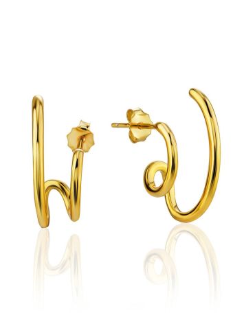 Curvy Gold Plated Silver Stud Earrings The ICONIC, image 