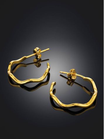 Curvy Design Gold Plated Silver Earrings The Liquid, image , picture 2