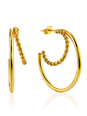 Boho Chic Gold Plated Silver Hoops The Liquid, image 