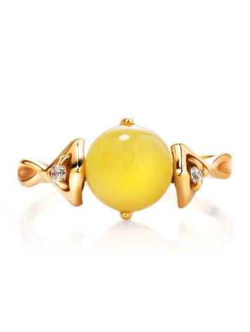 Golden Ring With Honey Amber And Crystals The Sambia, Ring Size: 6 / 16.5, image , picture 4