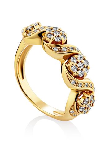 Floral Motif Gold Diamond Ring, Ring Size: 6.5 / 17, image 