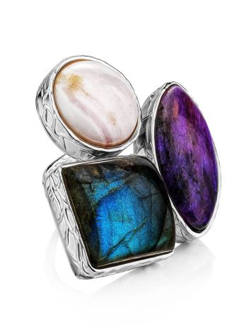 Voluptuous Cocktail Ring With Natural Stones Bella Terra, Ring Size: 6.5 / 17, image 