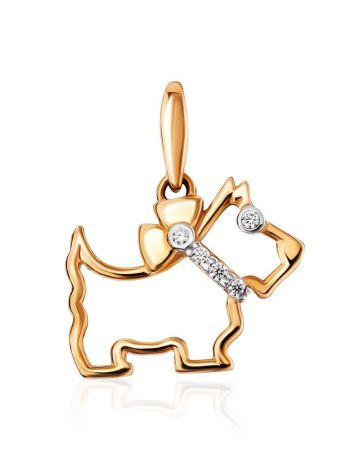Golden Scottie Dog Pendant With Crystals, image 