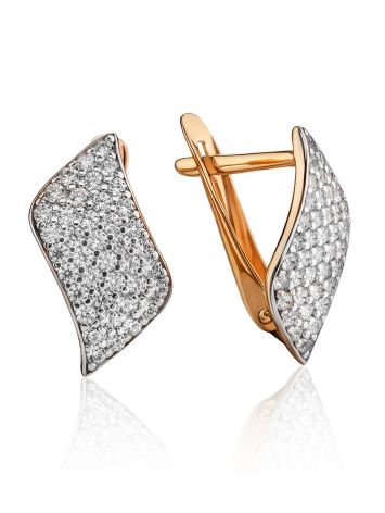 Elegant Gold Crystal Earrings, image 