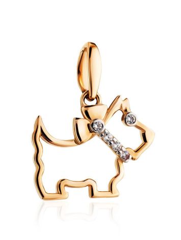 Golden Scottie Dog Pendant With Crystals, image , picture 3
