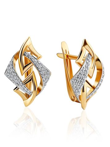 Amazing Crystal Encrusted Golden Earrings, image 
