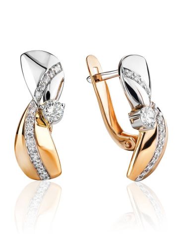 Two Tone Gold Crystal Earrings, image 
