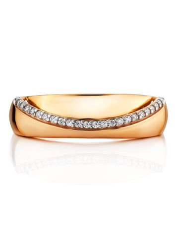 Chic Golden Band Ring With Crystal Row, Ring Size: 7 / 17.5, image , picture 3