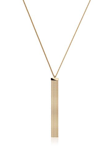 Chic Golden Necklace With Waterfall Chain Pendant, image 