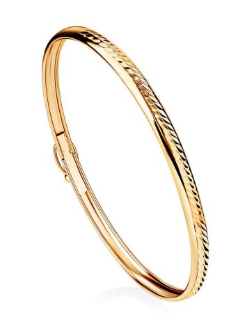 Ribbed Golden Bangle Bracelet, image 