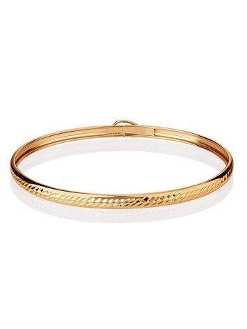 Ribbed Golden Bangle Bracelet, image , picture 3