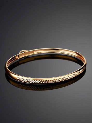 Ribbed Golden Bangle Bracelet, image , picture 2