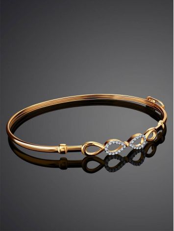 Golden Bangle Bracelet With Infinity Symbol Element, image , picture 2