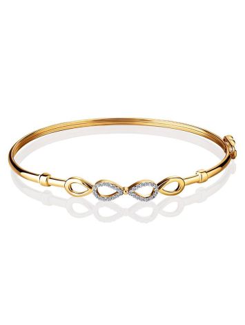 Golden Bangle Bracelet With Infinity Symbol Element, image , picture 3