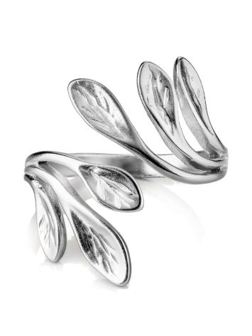 Floral Design Silver Ring The Liquid, Ring Size: Adjustable, image , picture 3