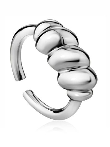 Chic Silver Adjustable Ring The Liquid, Ring Size: Adjustable, image 