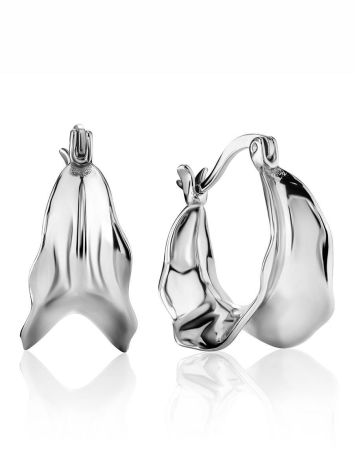 Chunky Silver Hoop Earrings The Liquid, image 