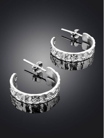 Textured Silver Hoop Earrings The Liquid, image , picture 2