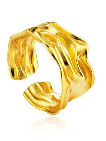 Textured Gold Plated Silver Adjustable Ring The Liquid, Ring Size: Adjustable, image 