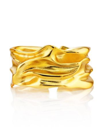 Textured Gold Plated Silver Adjustable Ring The Liquid, Ring Size: Adjustable, image , picture 3
