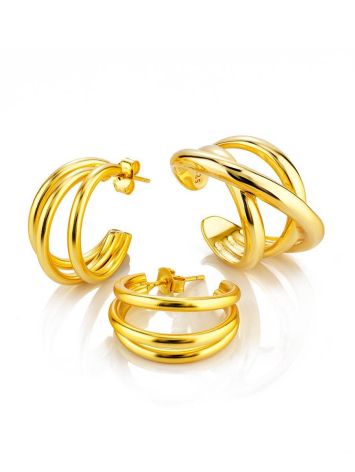 Gold Plated Silver Half Hoop Earrings The ICONIC, image , picture 3