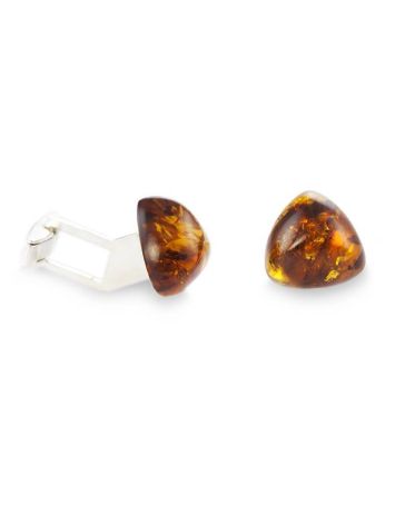 Silver Cufflinks With Cognac Amber The Acapulco, image , picture 3