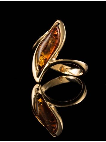 Refined Golden Ring With Cognac Amber, Ring Size: 8 / 18, image , picture 4
