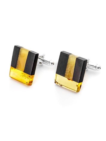 Wooden Cufflinks With Amber The Indonesia, image 