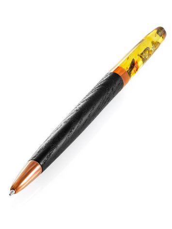 Wooden Amber Ball Pen With Insect Inclusions, image 