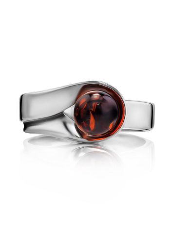 Оригинальное кольцо «Лея» из серебра и коньячного янтаря, Ring Size: 6 / 16.5, image , picture 3