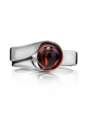 Оригинальное кольцо «Лея» из серебра и коньячного янтаря, Ring Size: 13 / 22, image , picture 3