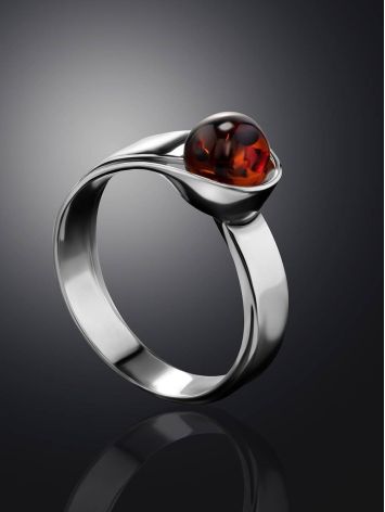 Оригинальное кольцо «Лея» из серебра и коньячного янтаря, Ring Size: 5.5 / 16, image , picture 2