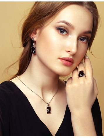 Яркое необычное кольцо из серебра и формованного янтаря «Генезис» 18, Ring Size: 13 / 22, image , picture 6