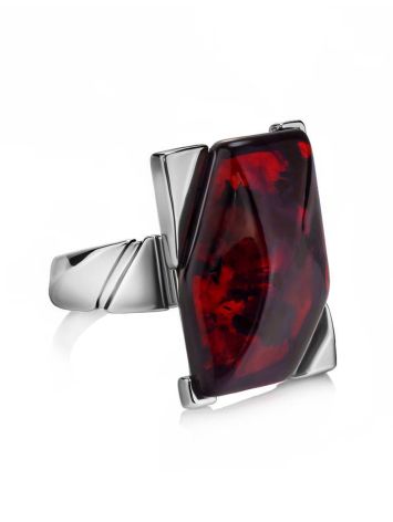 Яркое необычное кольцо из серебра и формованного янтаря «Генезис» 18, Ring Size: 13 / 22, image , picture 3