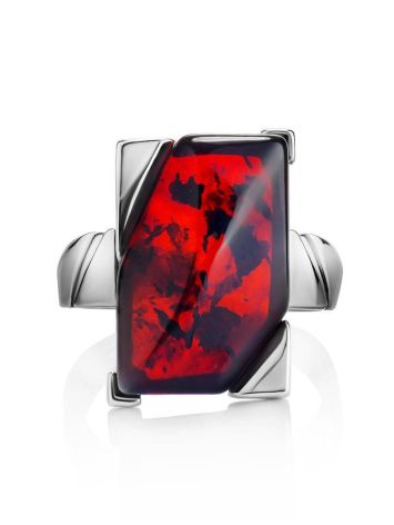 Яркое необычное кольцо из серебра и формованного янтаря «Генезис» 18, Ring Size: 13 / 22, image , picture 4