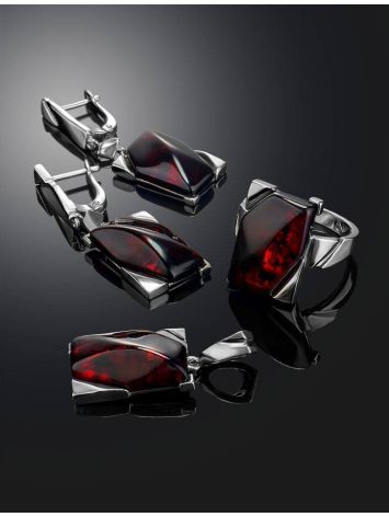Яркое необычное кольцо из серебра и формованного янтаря «Генезис» 18, Ring Size: 13 / 22, image , picture 5