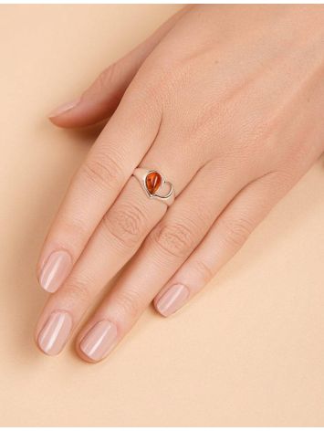 Красивое кольцо «Эвридика» из серебра и коньячного янтаря 17, Ring Size: 11.5 / 21, image , picture 3