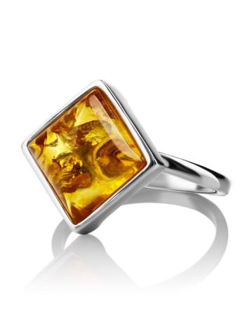 Silver Adjustable Ring With Lemon Amber The Ovation, Ring Size: Adjustable, image , picture 4