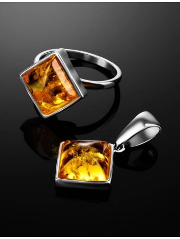 Silver Adjustable Ring With Lemon Amber The Ovation, Ring Size: Adjustable, image , picture 6