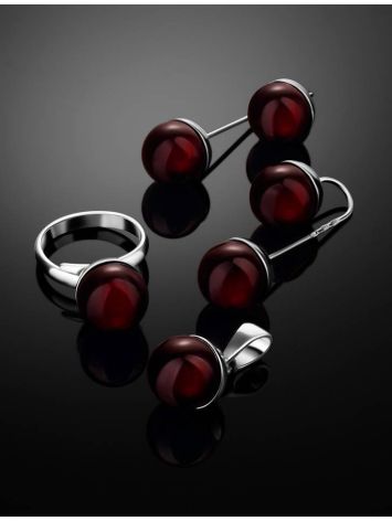 Silver Adjustable Ring With Cherry Amber The Paris, Ring Size: Adjustable, image , picture 4