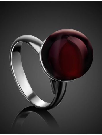 Silver Adjustable Ring With Cherry Amber The Paris, Ring Size: Adjustable, image , picture 2